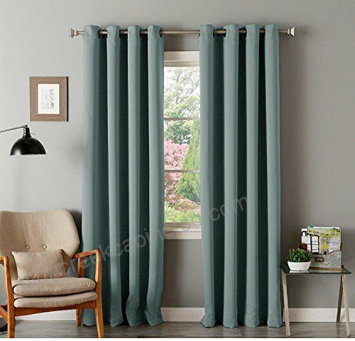 2Pc 84 Girls Mineral Green Solid Color Blackout Curtain In Insulated Grommet Blackout Curtain Panel Pairs (View 14 of 25)