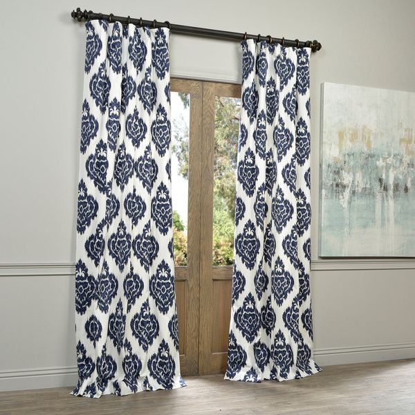 $40 For 96" @ Overstock, Exclusive Fabrics Ikat Blue Printed With Regard To Ikat Blue Printed Cotton Curtain Panels (View 2 of 25)