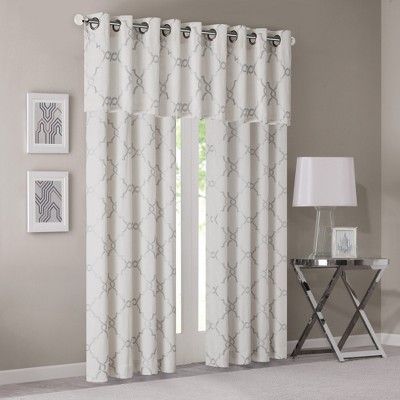 84"'x100" Sereno Fretwork Print Blackout Curtain Panel Ivory Throughout Fretwork Print Pattern Single Curtain Panels (View 3 of 25)
