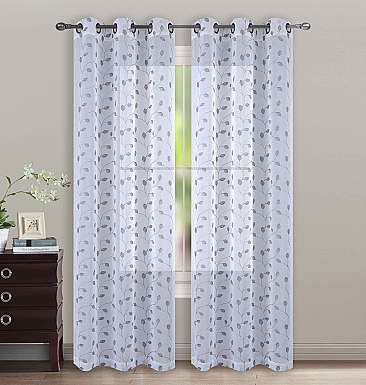 Adler Embroidered Metallic Leaf Grommet Curtain Panel Pair With Curtain Panel Pairs (View 6 of 20)