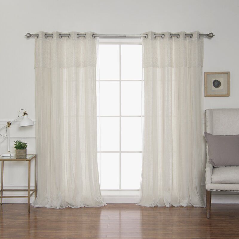 Alers Solid Semi Sheer Grommet Curtain Panels Throughout Tulle Sheer With Attached Valance And Blackout 4 Piece Curtain Panel Pairs (View 15 of 25)