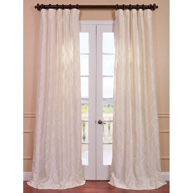 Alexandria Off White Taffeta Faux Silk Curtain – Curtain Drapery Inside Off White Vintage Faux Textured Silk Curtains (View 12 of 25)