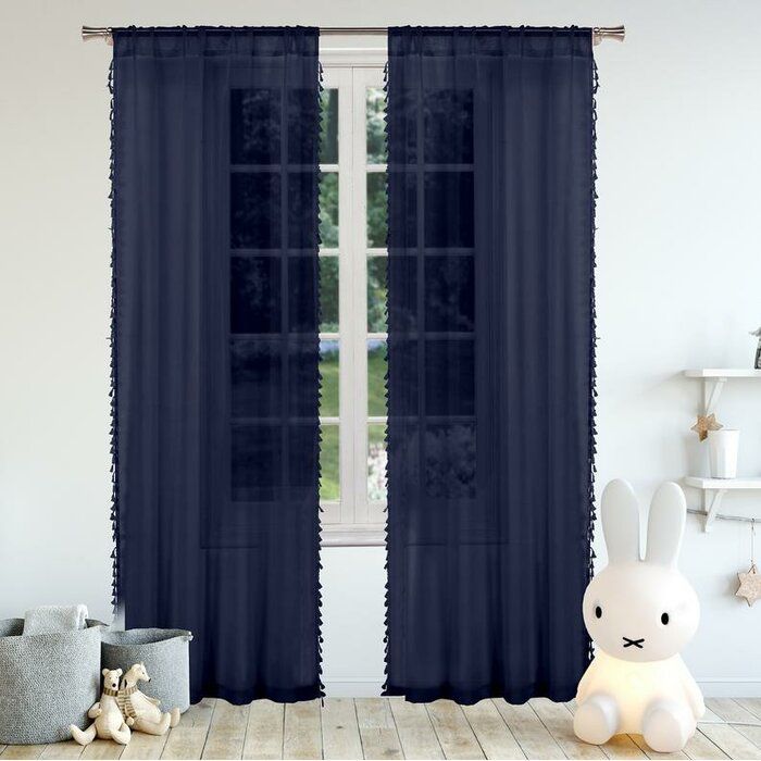 Alvinholmes Solid Semi Sheer Rod Pocket Curtain Panels Throughout Tassels Applique Sheer Rod Pocket Top Curtain Panel Pairs (View 15 of 25)