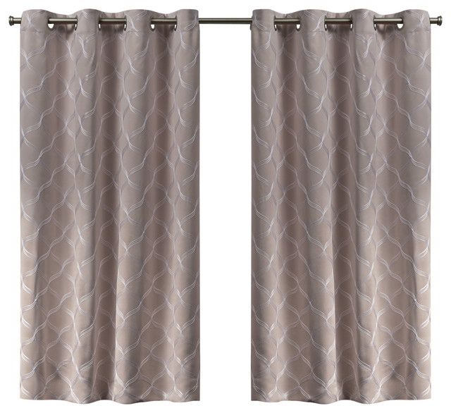Amelia Embroidered Woven Blackout Grommet Top Curtain Panel Pair, Blush,  52X63 In Oxford Sateen Woven Blackout Grommet Top Curtain Panel Pairs (View 8 of 25)