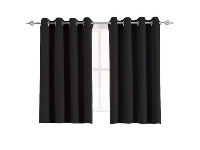 Aquazolax Grommet Blackout Curtains For Bedroom Premium Thermal Insulated  Blackout Drapery Solid Curtain Panels For Nursery, 1 Pair, 54" X 45", Black Regarding Solid Thermal Insulated Blackout Curtain Panel Pairs (View 4 of 25)