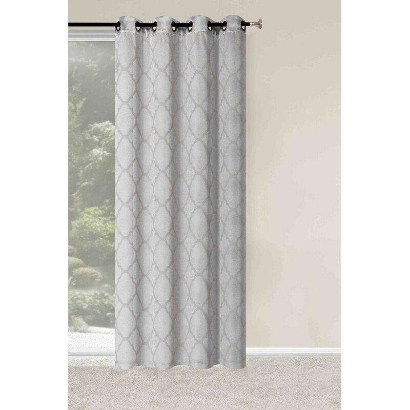 Arrowsmith Energy Saving Basic Metallic Lattice Geometric Blackout Thermal  Grommet Curtain Panel Pair In Thermal Textured Linen Grommet Top Curtain Panel Pairs (View 20 of 24)