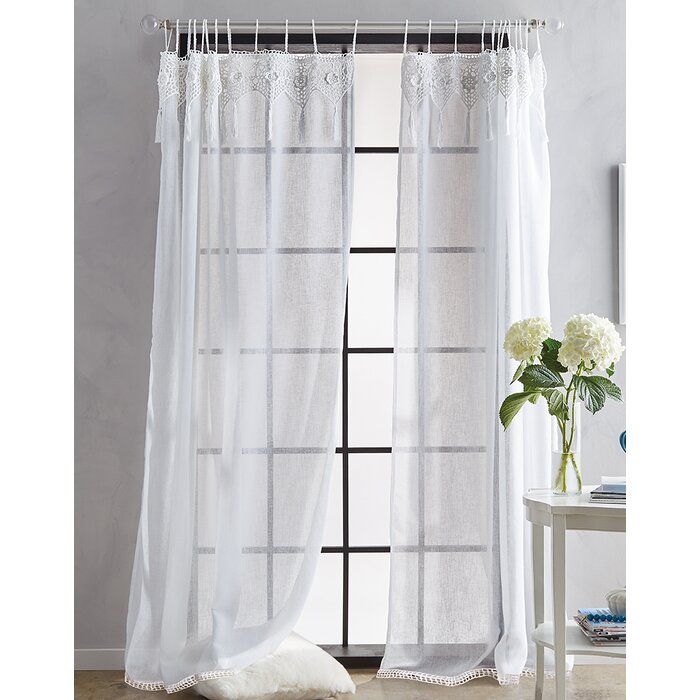 Asbury Solid Sheer Tab Top Single Curtain Panel With Tab Top Sheer Single Curtain Panels (View 5 of 25)