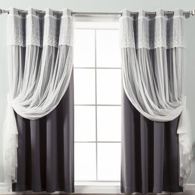 Astoria Grand Beechwood Tulle Solid Blackout Thermal Grommet For Bethany Sheer Overlay Blackout Window Curtains (View 23 of 25)