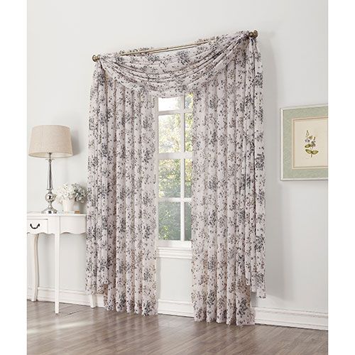 Athena Crushed Voile Floral Curtain Panel With Grey Printed Curtain Panels (View 20 of 25)