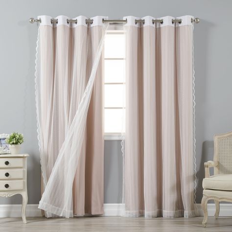 Aurora Home Mix And Match Blackout And Zigzag Lace Curtain Inside Tulle Sheer With Attached Valance And Blackout 4 Piece Curtain Panel Pairs (View 2 of 25)