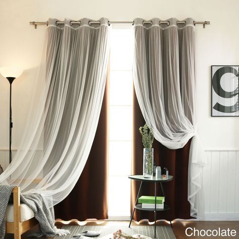 Aurora Home Mix And Match Curtains Blackout Tulle Lace Sheer For Mix &amp; Match Blackout Tulle Lace Bronze Grommet Curtain Panel Sets (View 2 of 25)