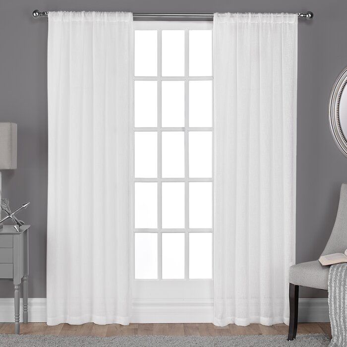 Baillons Solid Sheer Rod Pocket Curtain Panels Intended For Tassels Applique Sheer Rod Pocket Top Curtain Panel Pairs (View 21 of 25)
