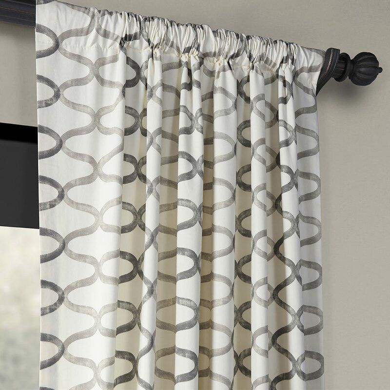 Balfour Graphic Printed Room Darkening Rod Pocket Single Curtain Panel With Fretwork Print Pattern Single Curtain Panels (View 23 of 25)