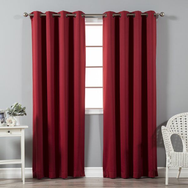 Barn Red Curtains | Wayfair In Intersect Grommet Woven Print Window Curtain Panels (View 14 of 25)