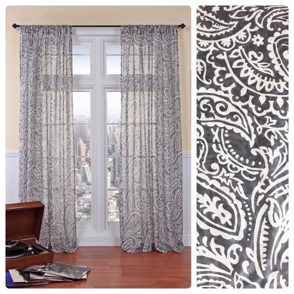 Belle Maison 2 Paisley Print Curtain Panels Inside Grey Printed Curtain Panels (View 12 of 25)