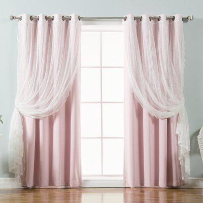 Best Home Fashion Dotted Tulle Blackout Mix & Match Curtain Throughout Tulle Sheer With Attached Valance And Blackout 4 Piece Curtain Panel Pairs (View 7 of 25)