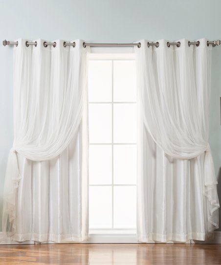 Best Home Fashion Ivory Tulle Lace & Faux Silk Blackout Regarding Mix And Match Blackout Tulle Lace Sheer Curtain Panel Sets (View 23 of 25)