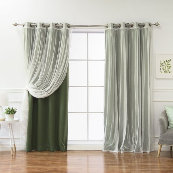 Best Home Fashion Mix And Match Tulle Sheer Lace And Intended For Mix &amp; Match Blackout Tulle Lace Bronze Grommet Curtain Panel Sets (View 24 of 25)