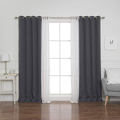 Best Home Fashion Mix & Match Tulle Sheer Lace & Blackout Curtain Set –  Antique Bronze Grommet Top – Dark Grey – 52" W X 96" L – (2 Curtains And 2 Regarding Mix &amp; Match Blackout Tulle Lace Bronze Grommet Curtain Panel Sets (View 19 of 25)