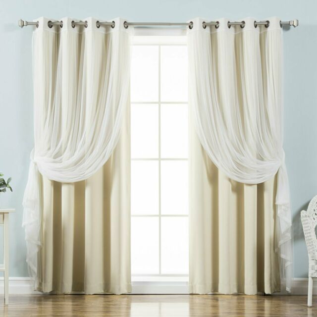 Best Home Fashion Mix & Match Tulle Sheer Lace Blackout Curtain – Set Of 4 In Mix & Match Blackout Tulle Lace Bronze Grommet Curtain Panel Sets (View 15 of 25)