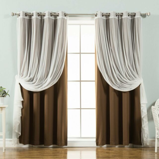 Best Home Fashion Mix & Match Tulle Sheer Lace Blackout Curtain – Set Of 4 Pertaining To Mix &amp; Match Blackout Tulle Lace Bronze Grommet Curtain Panel Sets (View 6 of 25)