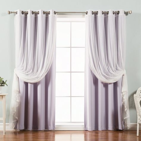 Best Home Fashion Mix & Match Tulle Sheer Lace Blackout Intended For Mix And Match Blackout Blackout Curtains Panel Sets (View 6 of 25)