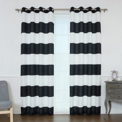 Best Home Fashion Rugby Stripe Opaque Curtain Pair Ocean Intended For Ocean Striped Window Curtain Panel Pairs With Grommet Top (View 7 of 25)