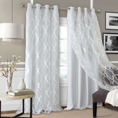 Bethany Sheer Overlay Blackout Window Curtain For Kaiden Geometric Room Darkening Window Curtains (View 5 of 25)