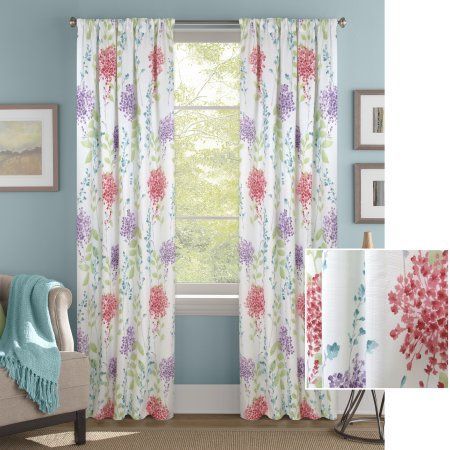 Better Homes And Gardens Hydrangea Floral Window Curtain With Gray Barn Dogwood Floral Curtain Panel Pairs (View 4 of 25)