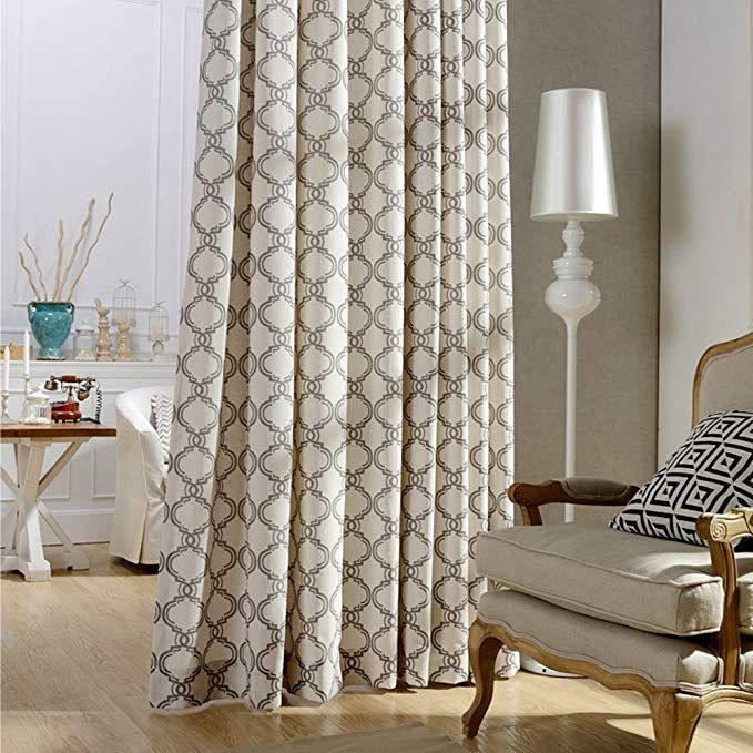 Blackout Lined Curtains Brown Linen Cotton Drapes – Anady 2 With Geometric Linen Room Darkening Window Curtains (View 6 of 25)