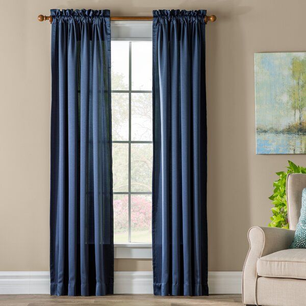 Blue Indigo Curtains | Wayfair Intended For Kaylee Solid Crushed Sheer Window Curtain Pairs (View 19 of 25)