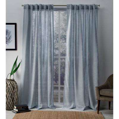 Blue – Sheer Curtains – Curtains & Drapes – The Home Depot Regarding Montpellier Striped Linen Sheer Curtains (View 11 of 25)