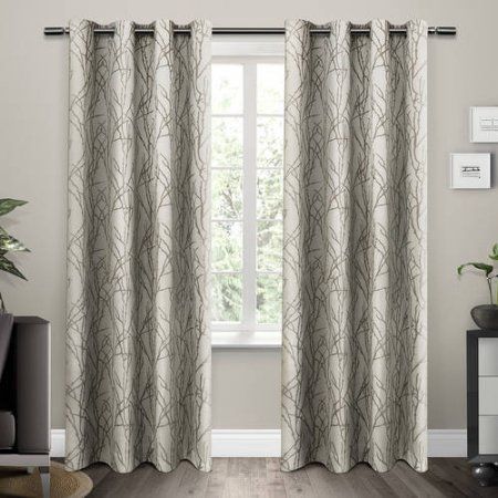 Branches Grommet Top Window Curtain Panels, Natural, Set Of Intended For Baroque Linen Grommet Top Curtain Panel Pairs (View 7 of 25)