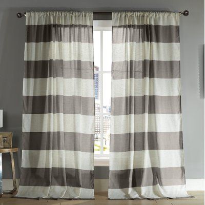 Breakwater Bay Seafarer Striped Semi Sheer Rod Pocket With Regard To Ombre Stripe Yarn Dyed Cotton Window Curtain Panel Pairs (View 18 of 25)