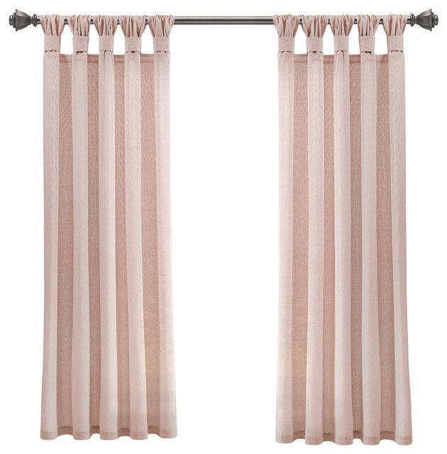 Burlap Knotted Tab Top, Blush, Pair, 45"x84" Within Knotted Tab Top Window Curtain Panel Pairs (View 1 of 25)