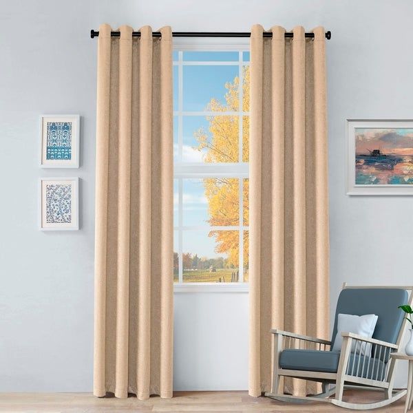 Buy Beige, Stainless Steel Finish Curtains & Drapes Online Regarding Miranda Haus Labrea Damask Jacquard Grommet Curtain Panels (View 7 of 12)