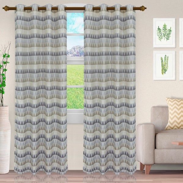 Buy Beige, Stainless Steel Finish Curtains & Drapes Online With Regard To Miranda Haus Labrea Damask Jacquard Grommet Curtain Panels (View 1 of 12)