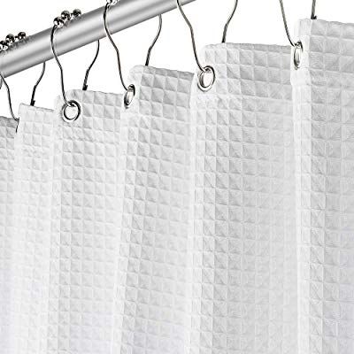 Buy Creative Scents White Fabric Shower Curtain For Bathroom Regarding Classic Hotel Quality Water Resistant Fabric Curtains Set With Tiebacks (View 22 of 25)
