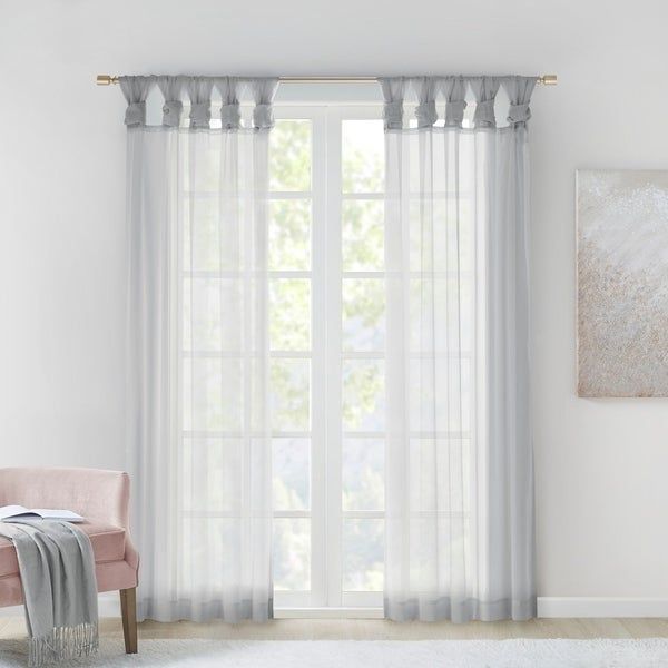 Buy Grey, Shabby Chic, Tab Top Curtains & Drapes Online At Intended For Elowen White Twist Tab Voile Sheer Curtain Panel Pairs (View 9 of 26)
