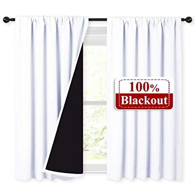 Buy Nicetown White 100% Blackout Curtains 45 Inches Long For Thermal Rod Pocket Blackout Curtain Panel Pairs (View 17 of 25)