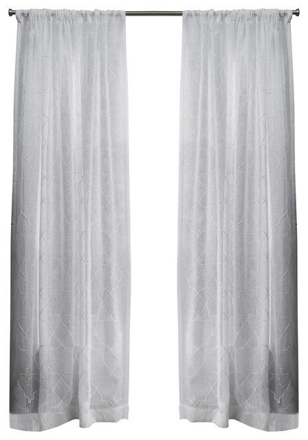 Cali Embroidered Semi Sheer Curtain Panels, 50" X 84", White, Set Of 2 With Montpellier Striped Linen Sheer Curtains (View 23 of 25)