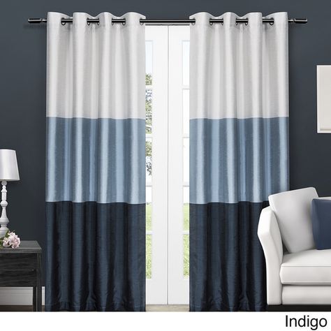 Chateau Striped Faux Silk Grommet Top 84 Inch Curtain Panel In Chester Polyoni Pintuck Curtain Panels (View 6 of 25)