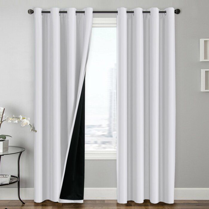 Chet Insulated Lined Solid Blackout Thermal Grommet Curtain Panels Throughout Solid Insulated Thermal Blackout Long Length Curtain Panel Pairs (View 23 of 25)