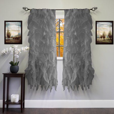 Chic Sheer Voile Vertical Ruffled Tier Window Curtain Panel Pertaining To Sheer Voile Waterfall Ruffled Tier Single Curtain Panels (View 2 of 25)