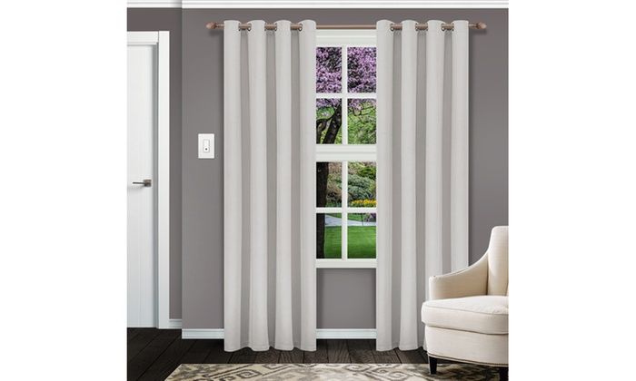 Chrome Solid Insulated Thermal Blackout Grommet Curtain Regarding Solid Insulated Thermal Blackout Long Length Curtain Panel Pairs (View 3 of 25)