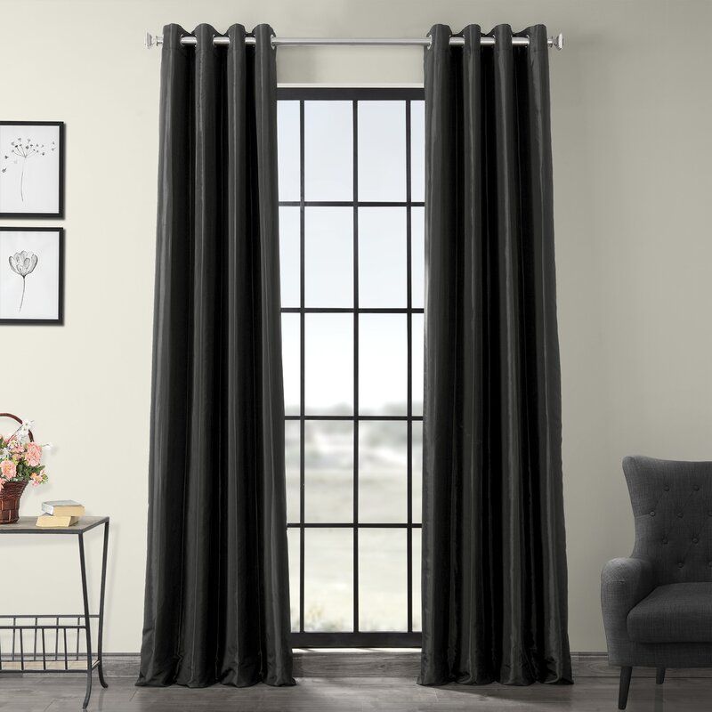 Clapham Solid Blackout Faux Silk Taffeta Thermal Rod Pocket Single Curtain  Panel With Regard To Faux Silk Taffeta Solid Blackout Single Curtain Panels (View 1 of 25)
