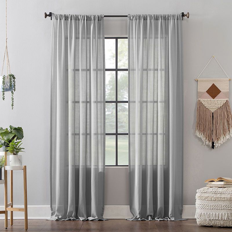Clean Window Leno Weave Stripe Anti Dust Rod Pocket Curtain Within Ladonna Rod Pocket Solid Semi Sheer Window Curtain Panels (View 5 of 25)
