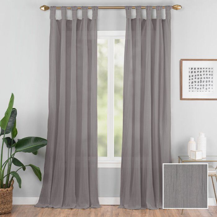 Connors Solid Semi Sheer Tab Top Single Curtain Panel In Tab Top Sheer Single Curtain Panels (View 10 of 25)