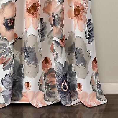Coral And Gray Lush Decor Leah Floral Room Darkening Window Panel Curtain  Set | Ebay With Leah Room Darkening Curtain Panel Pairs (View 16 of 25)