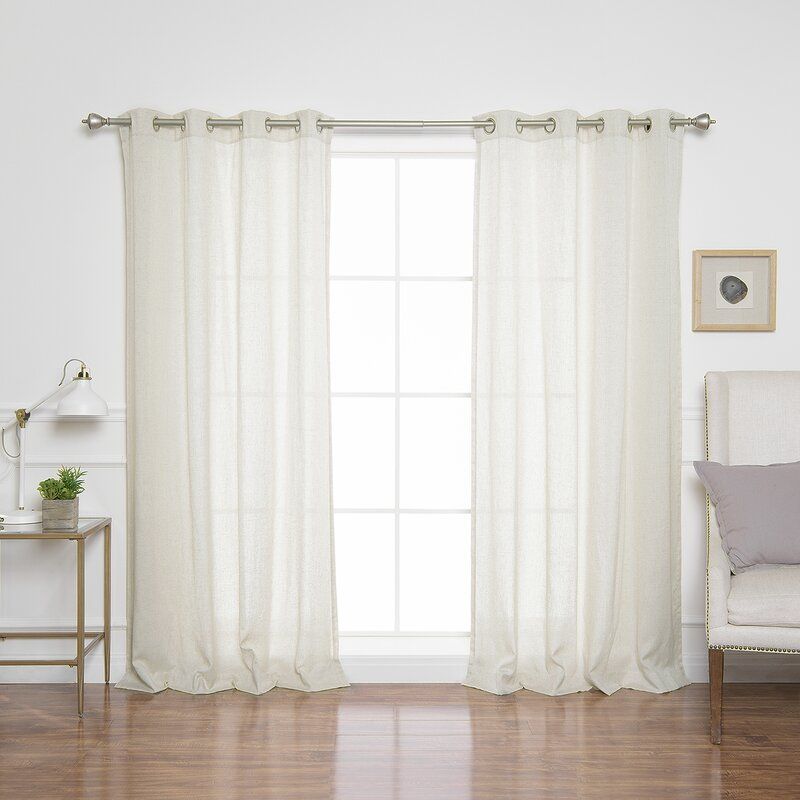Covin Faux Linen Solid Semi Sheer Grommet Curtain Panels Regarding Ombre Faux Linen Semi Sheer Curtains (View 24 of 25)
